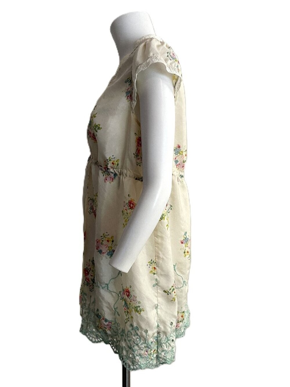 Johnny Was Tunic Top Blouse Med Silk Embroidered Lace Floral Cottagecore Boho - Picture 7 of 16
